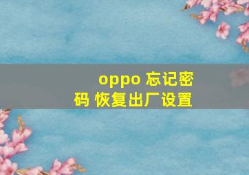 oppo 忘记密码 恢复出厂设置